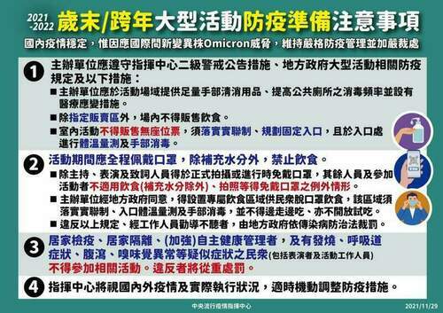 二級警延至12/13 指揮中心公布跨年防疫管制注意事項 - 台北郵報 | The Taipei Post
