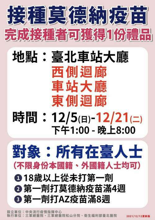 好康別錯過！北車接種站延長至12/21 隨到隨打還有贈品拿 - 台北郵報 | The Taipei Post