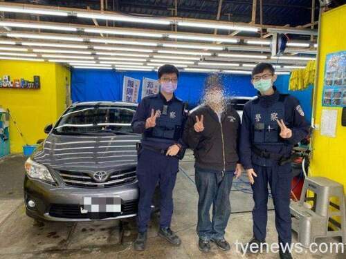 龜山分局大林派出所員警，順利協助老翁找到車輛，結束件烏龍報案。圖：警方提供
