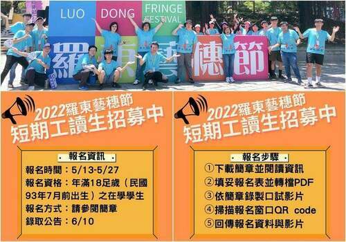 打工的機會來了　2022羅東藝穗節工讀生招募中 - 台北郵報 | The Taipei Post