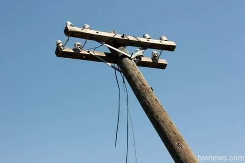 old wooden electric pole