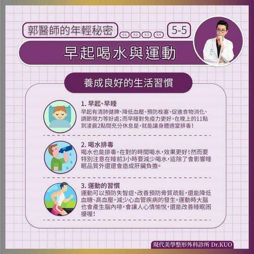醫師常保年輕3大祕訣曝光   早起、喝水與運動 - 台北郵報 | The Taipei Post