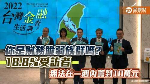 2022金融生活調查！近2成國人一周籌不到10萬應急　20-29歲風險抵抗力退步｜財經