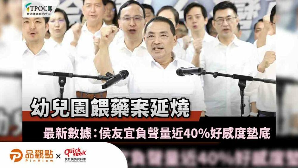 幼兒園餵藥案延燒　最新數據：侯友宜負聲量近40%好感度墊底