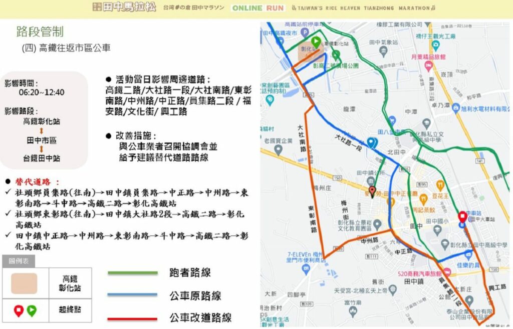 2023台灣米倉田中馬拉松替代道路指引　活動管制範圍涵蓋田中、社頭及二水3鄉鎮