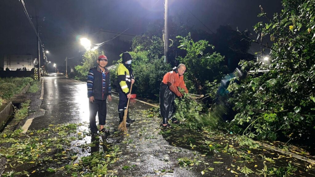路樹不敵大雨倒路中-大園警及時處理恢復交通