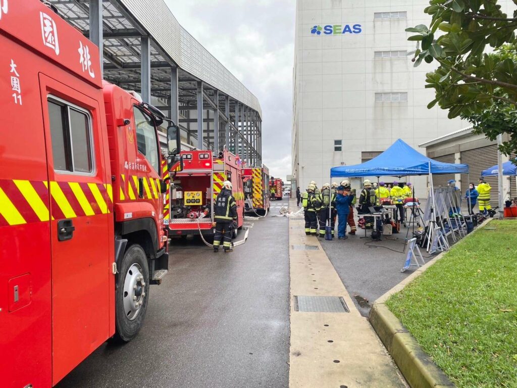 桃消竹圍分隊出動13車33人-火警演練長榮航太登場