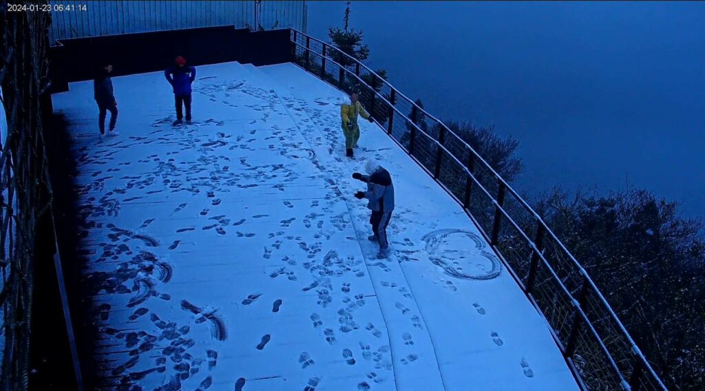 拉拉山下雪了！桃園觀旅局啟用4k即時影像-在家線上追雪