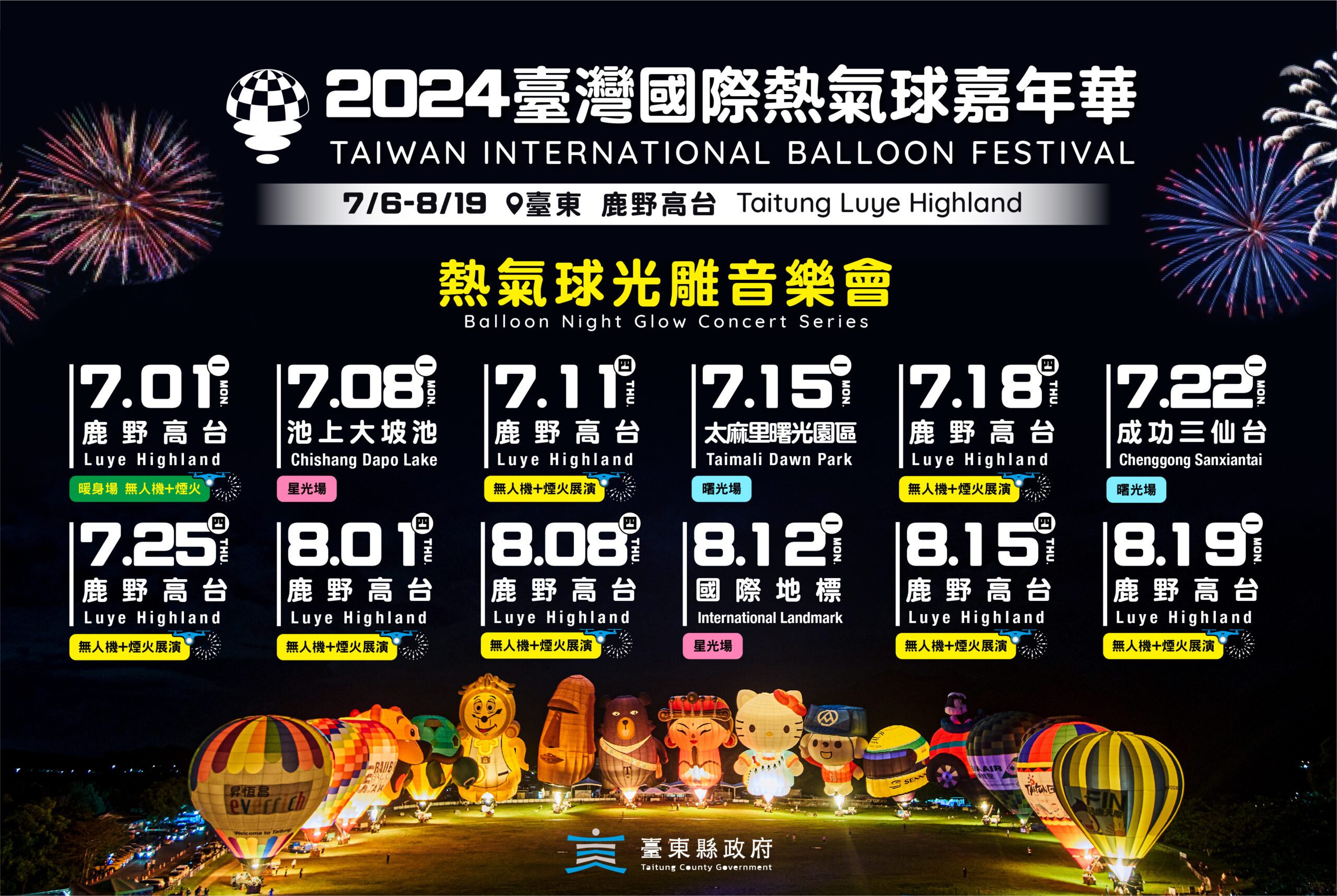 臺灣國際熱氣球嘉年華7月登場-12場熱氣球光雕音樂會場次創新高