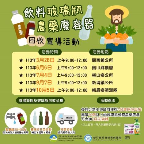 正確回收玻璃瓶與農藥廢容器-竹縣環保局宣導回收送好禮