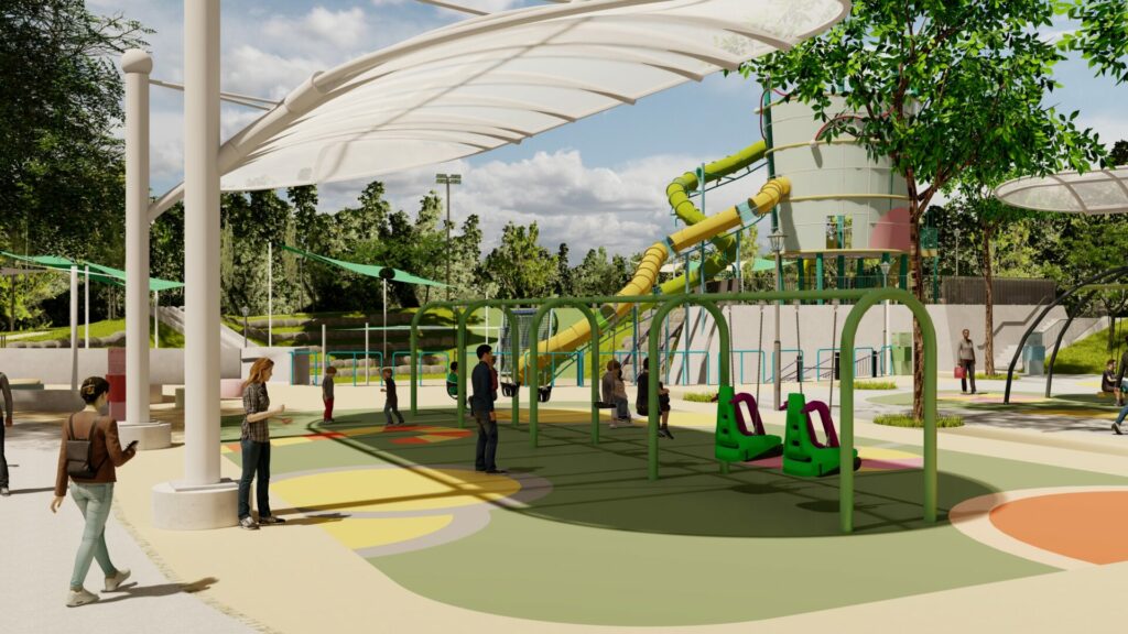 中市美樂地3.0結合超人氣公園-馬卡龍公園鞦韆區遮陽棚5月動工