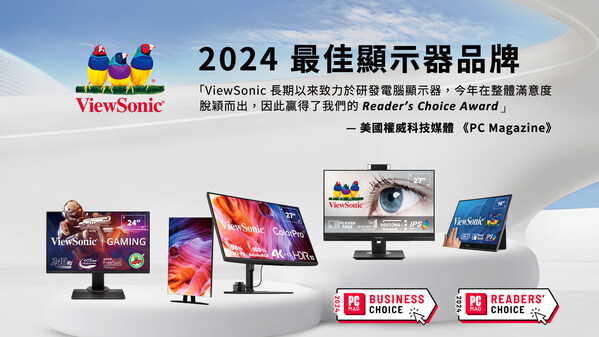 viewsonic獲美國權威科技媒體《pc-magazine》評選「2024-最佳顯示器品牌」