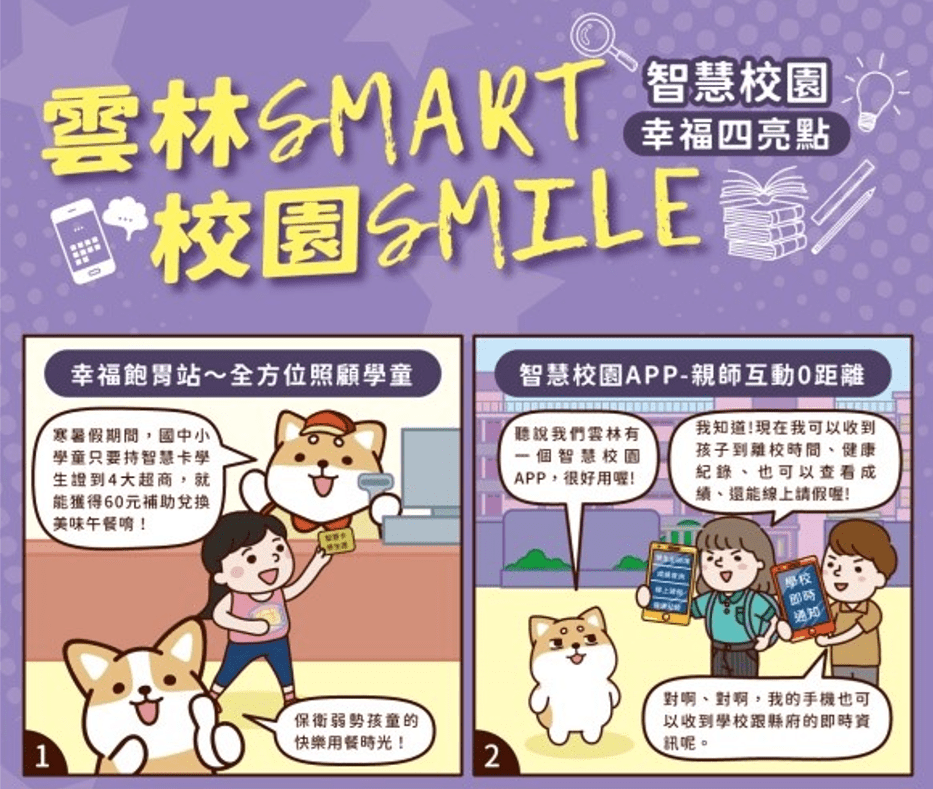 雲林合作插畫網紅繪製懶人包-智慧校園4大亮點「柴」一看就知道！