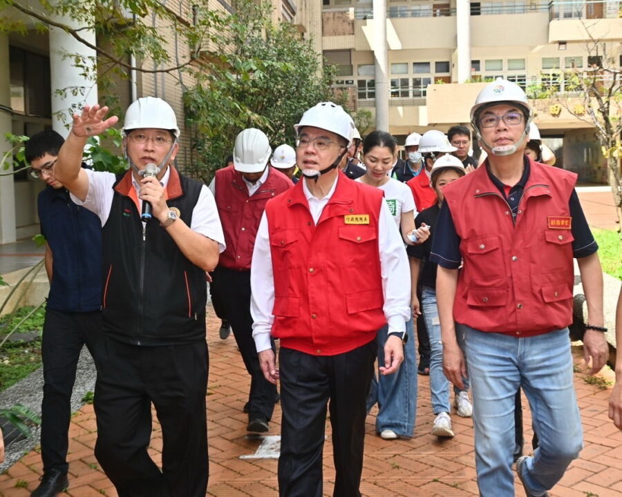 視察瑞芳高工受損情形　卓榮泰：以師生安全做最優先考量