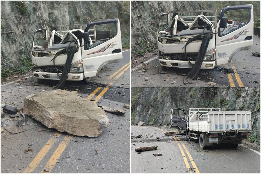 影音∕實在有夠恐怖-台七甲線落石砸車1死1傷