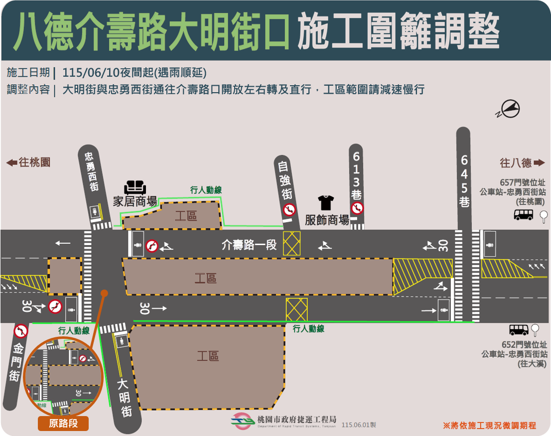 配合捷運綠線施工！八德大明街、忠勇西街6/10起施工圍籬調整 - 台北郵報 | The Taipei Post