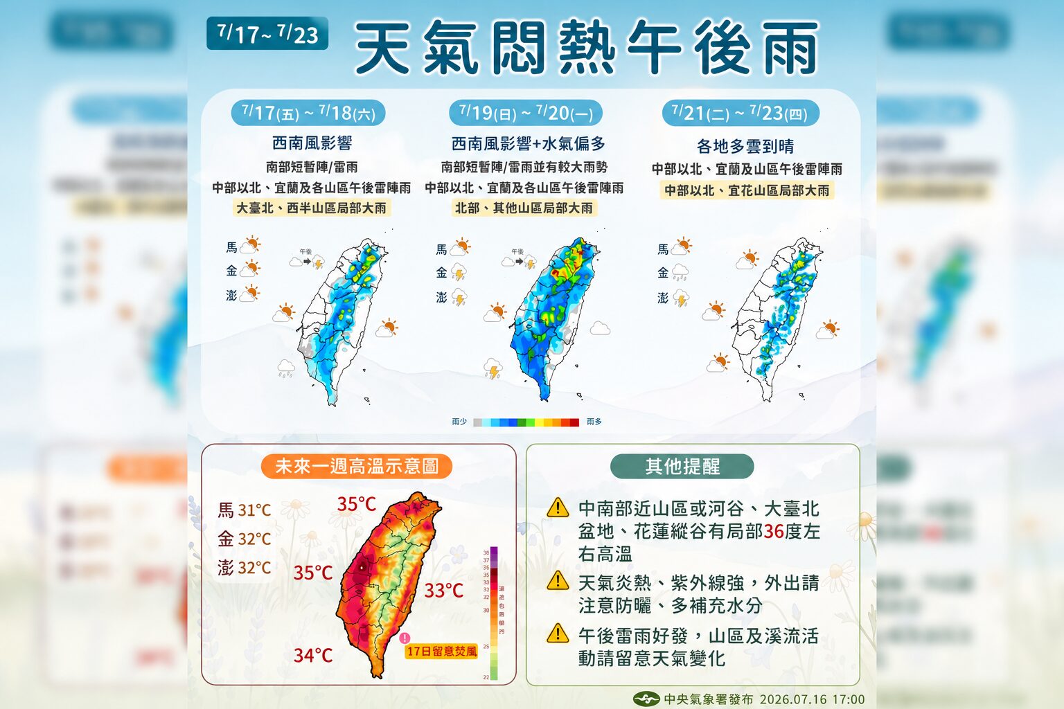 本週高溫悶熱飆35度 午後雷雨連炸一周、19至20日雨勢最猛烈 - 台北郵報 | The Taipei Post 本週高溫悶熱飆35度 午後雷雨連炸一周、19至20日雨勢最猛烈 - 台北郵報 | The Taipei Post